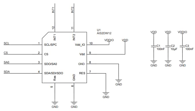 Schaltplan - STMicroelectronics STEVAL-MKI206V1 Adapterboard